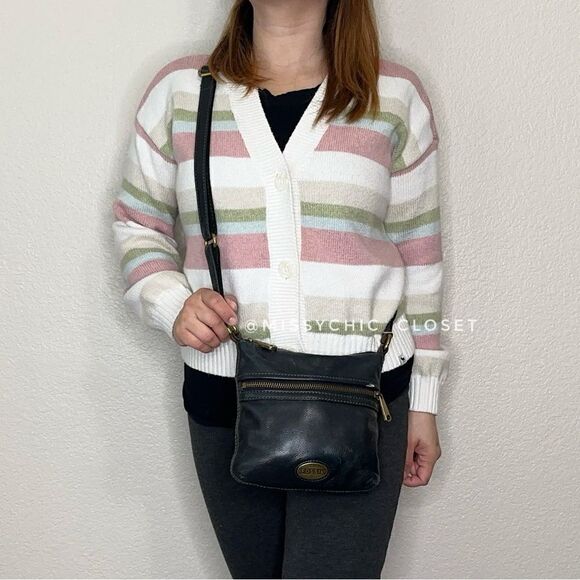 Fossil Black Leather Crossbody Bag - Picture 1 of 13